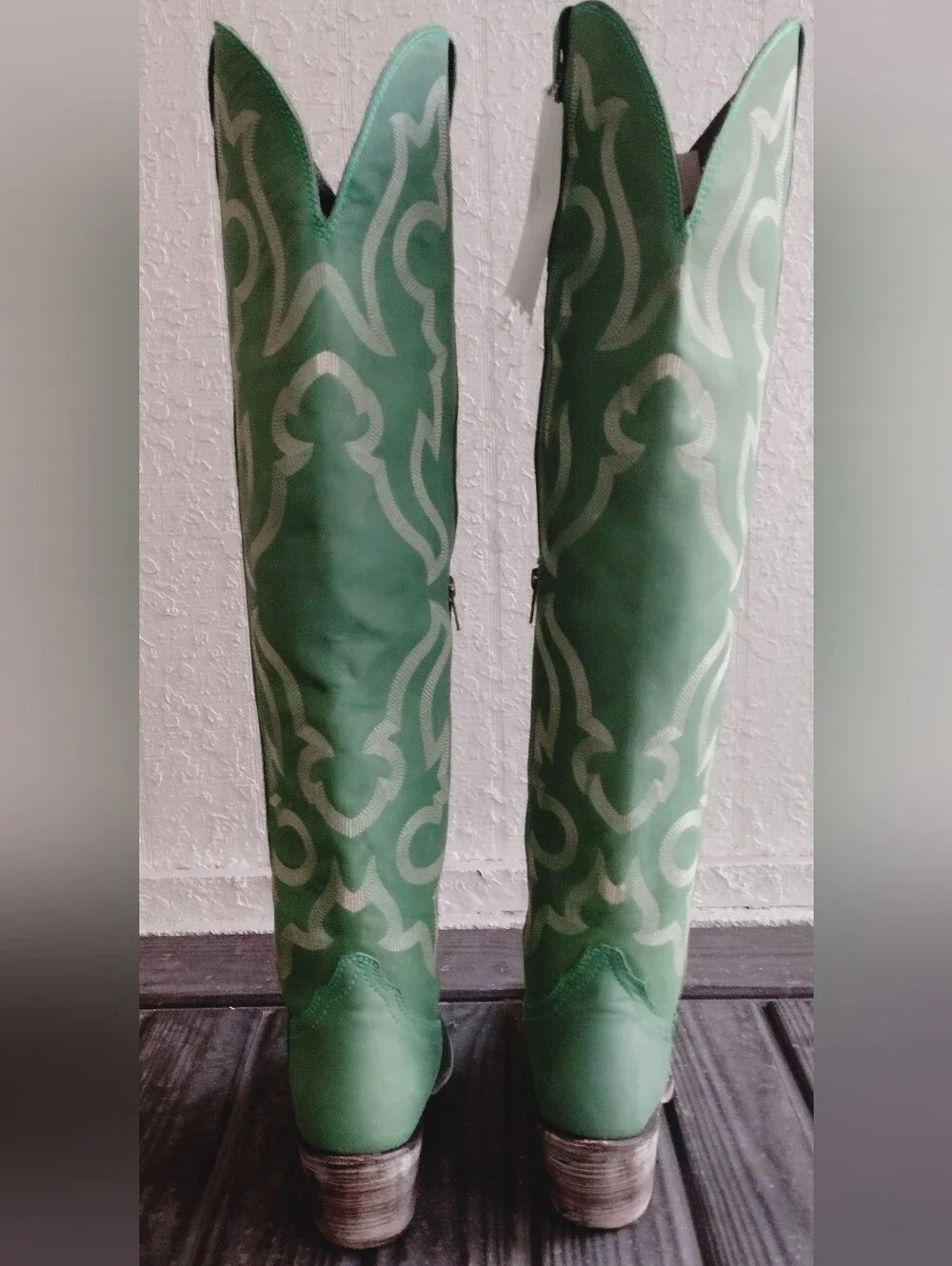 Liberty Black Allyssa Vegas Green Over the Knee Western Cowboy Boots